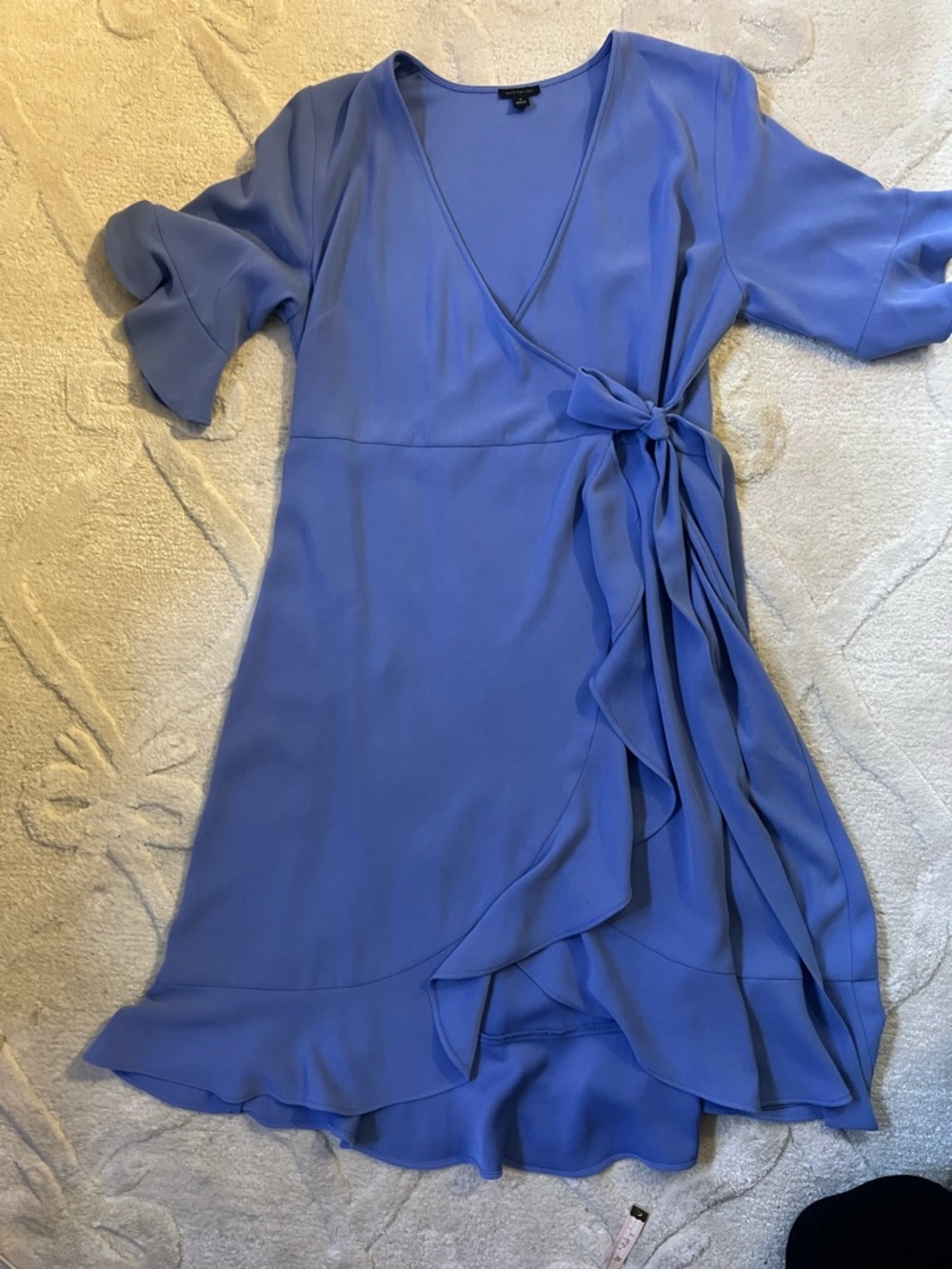 Ann Taylor Periwinkle Wrap-Style Midi Dress with Side Tie